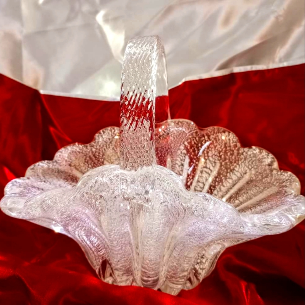 Vintage Blown Glass Basket